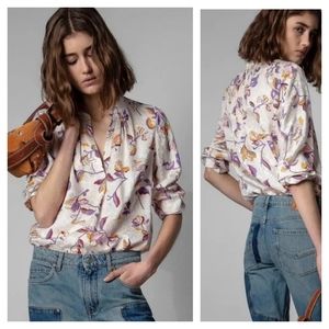 Zadig & Voltaire Sz Small Tink Jac Cut Flowers Blouse